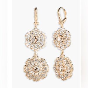 Marchesa Crystal & Imitation Pearl Double Drop Earrings